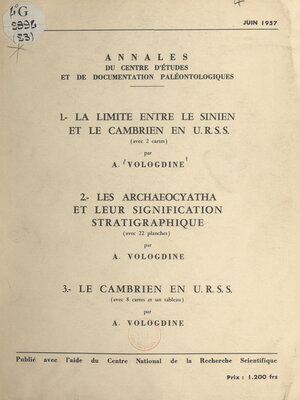 cover image of La limite entre le Sinien et le Cambrien en U.R.S.S. (1)